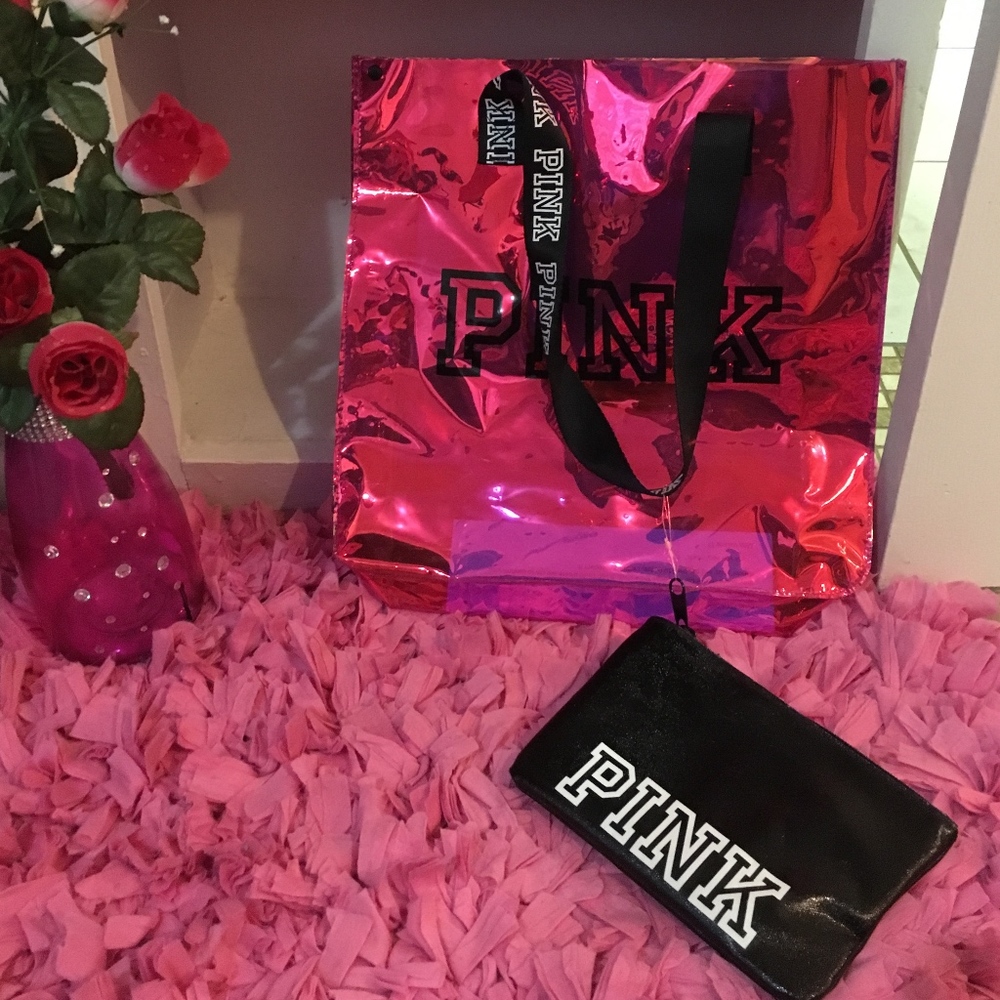 Pink Victoria's Secret clear bag